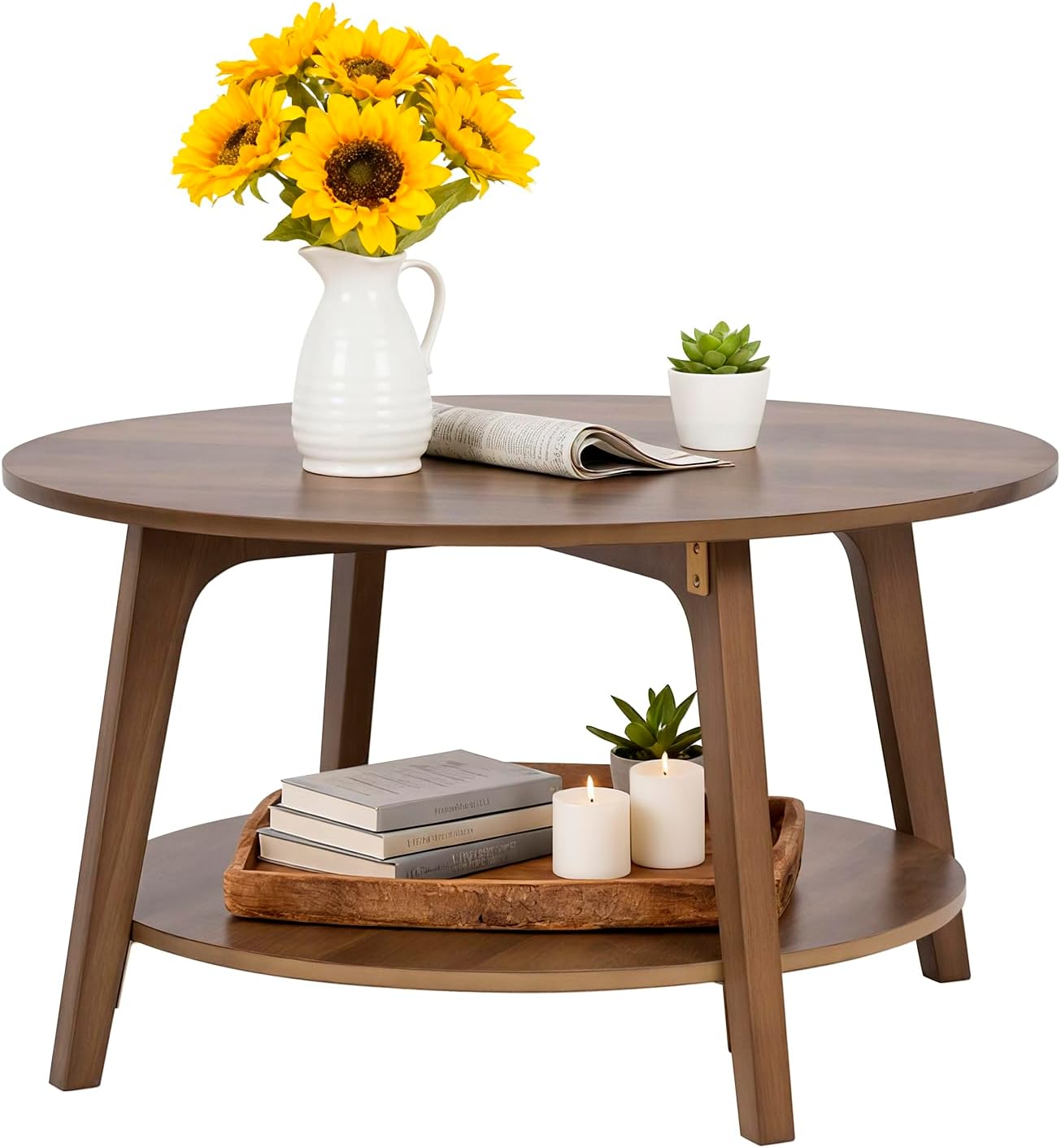 ☕ Round Coffee Table with Storage 🪵 Stylish & Functional Living Room Table ✨🏡