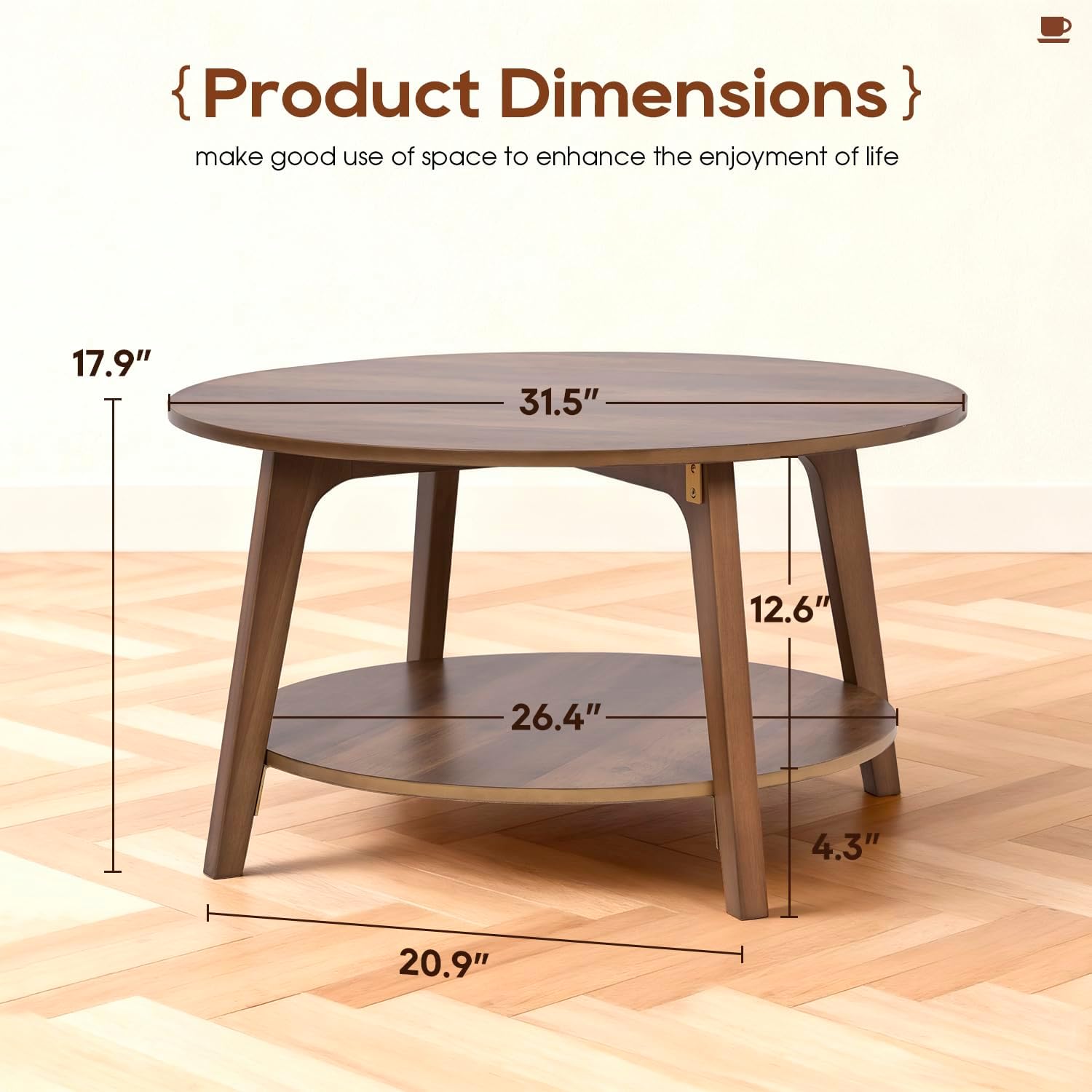 ☕ Round Coffee Table with Storage 🪵 Stylish & Functional Living Room Table ✨🏡