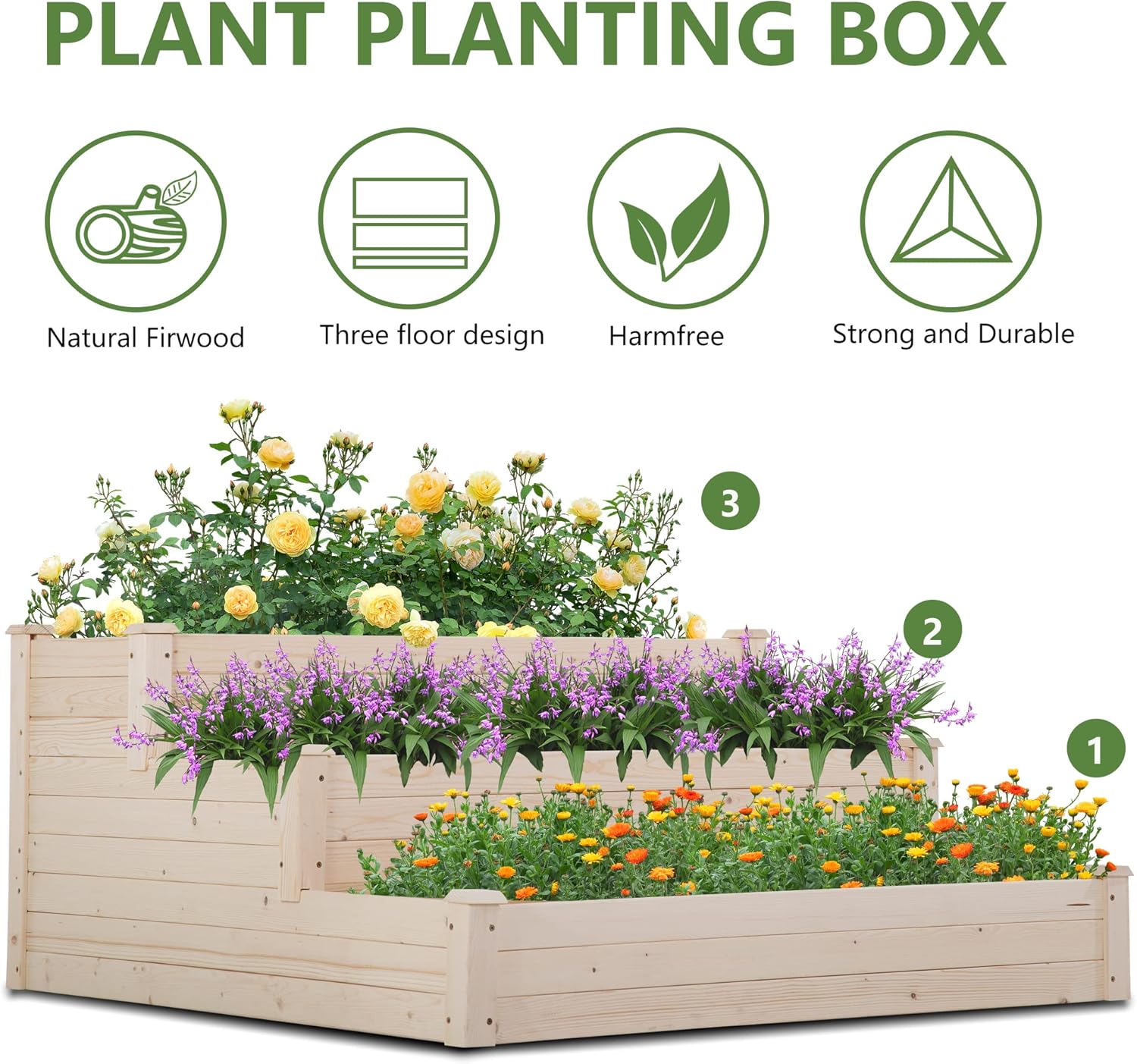 🌱 3-Tier Raised Garden Bed 🌿 Multi-Level Planter for Herbs & Vegetables 🏡✨