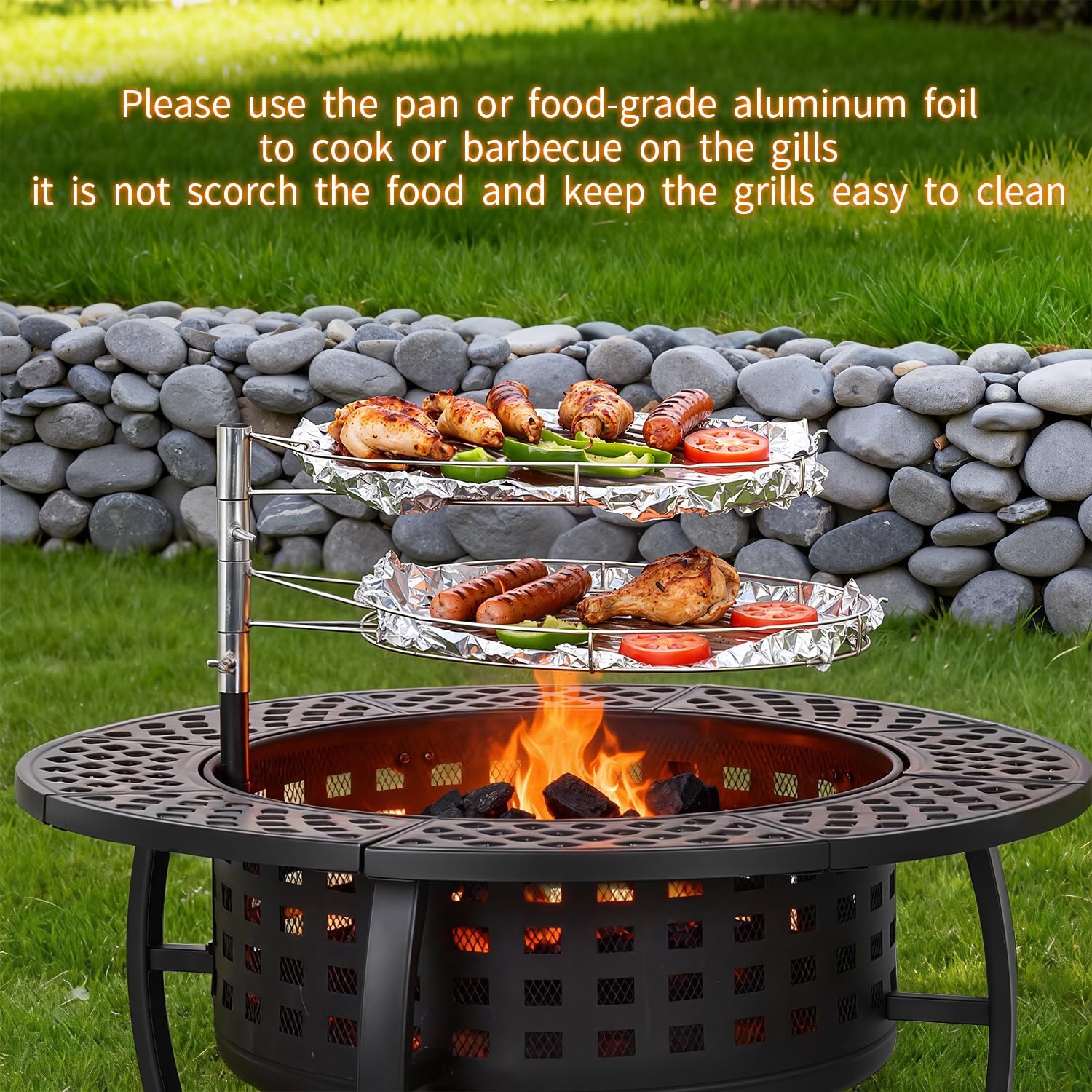 🔥 Outdoor Adjustable Fire Pit & Grill 🔥 Perfect Backyard BBQ & Cozy Nights 🏡✨
