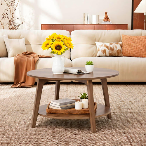 ☕ Round Coffee Table with Storage 🪵 Stylish & Functional Living Room Table ✨🏡