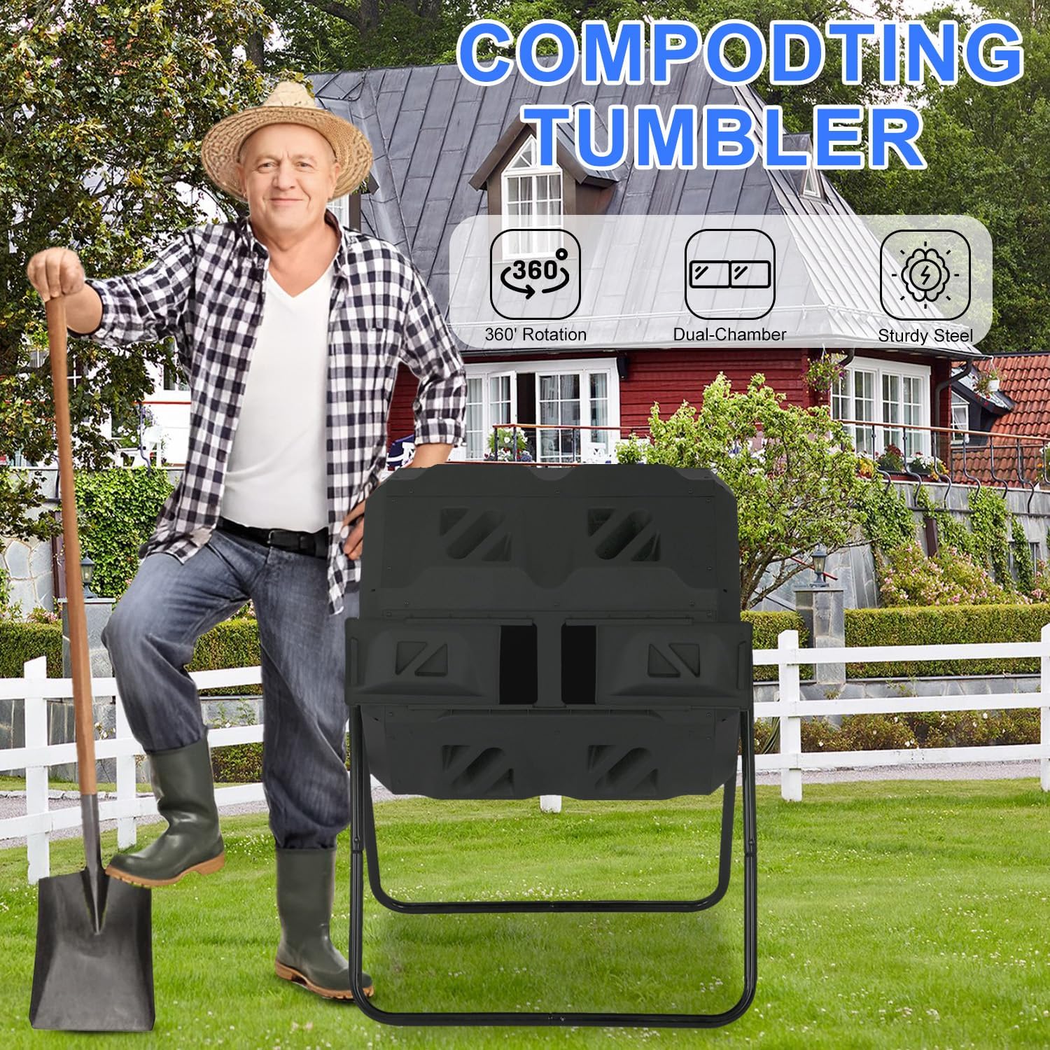 Outdoor Compost Bin 🌿 Large Capacity Garden Composter for Eco-Friendly Living ♻️✨