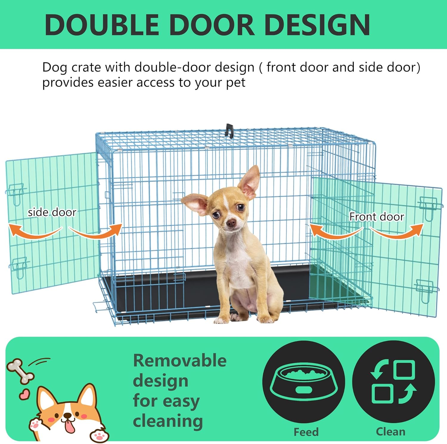 🐾 Foldable Pet Kennel with Removable Divider – Spacious & Portable Dog Crate 🐶🏡