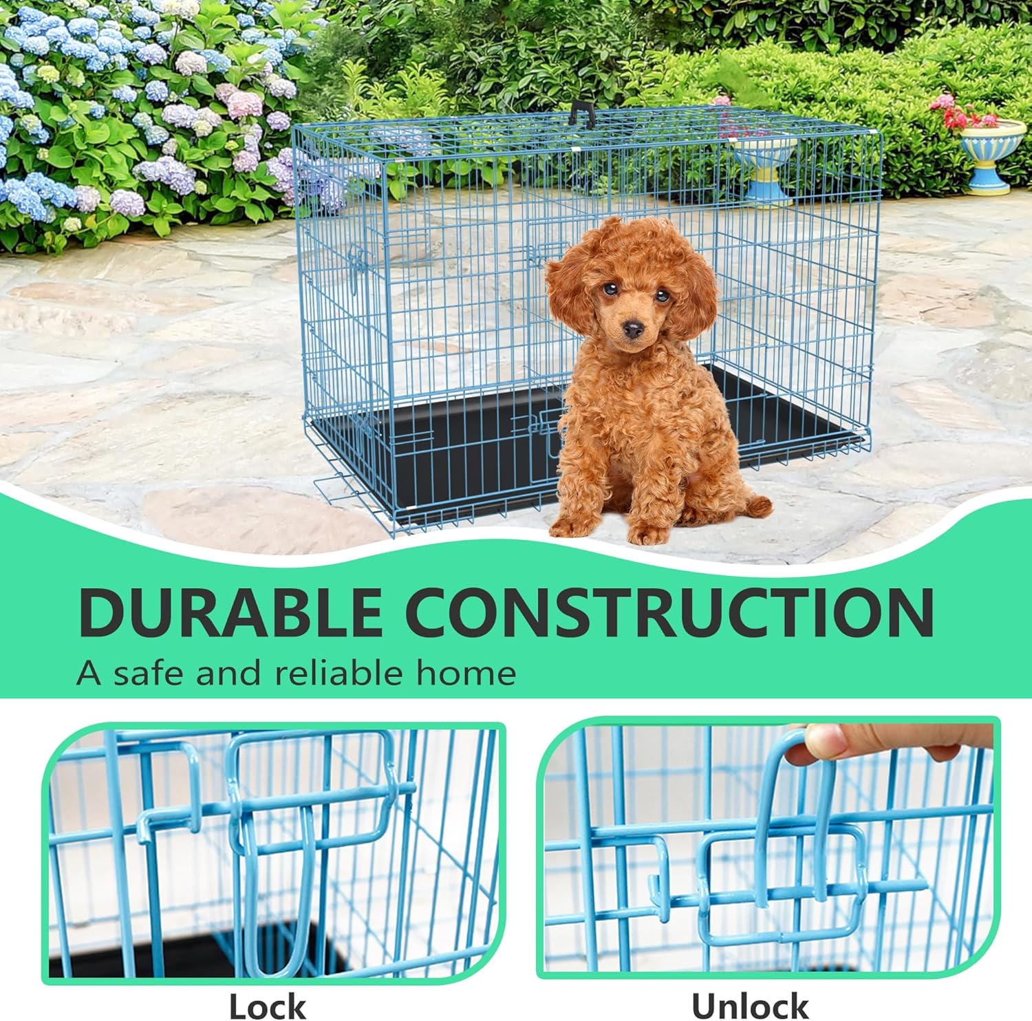 🐾 Foldable Pet Kennel with Removable Divider – Spacious & Portable Dog Crate 🐶🏡